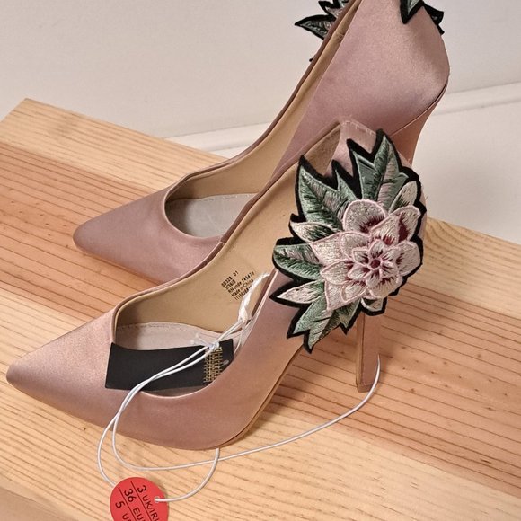 Primark Shoes Limited Edition By Primark Pink Heel Shoe With Floral